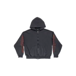 Zip-up Hoodie Offshore Medium Fit in Nero Délavé